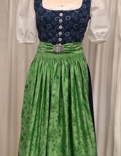 Blaudruck Oberteil "Kornblume" mit Wollstoffrock