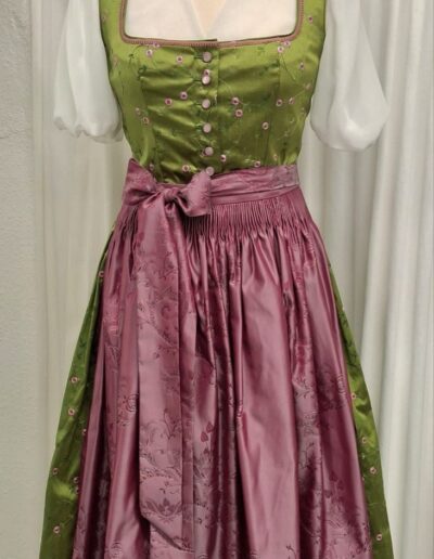 Seidendirndl grün-rosa | Unikat Gr. 36